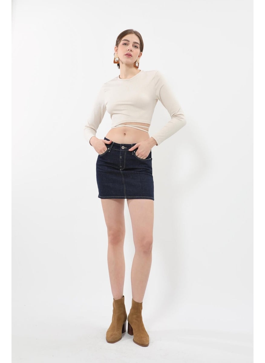 Women's Navy Blue Jean Skirt