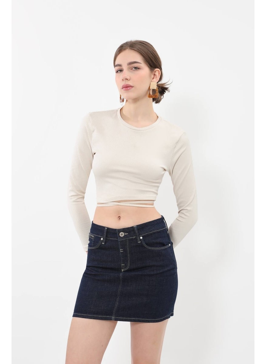 Women's Navy Blue Jean Skirt