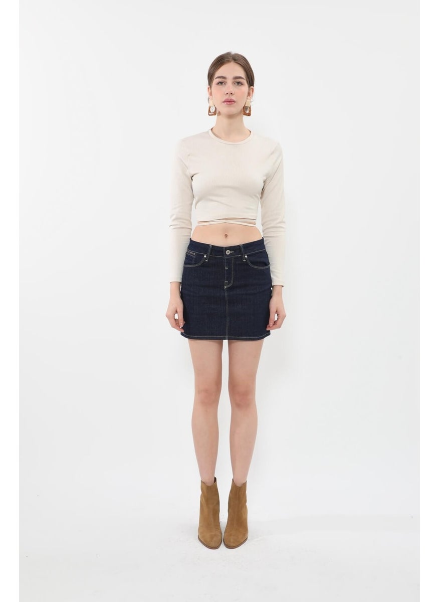 Women's Navy Blue Jean Skirt