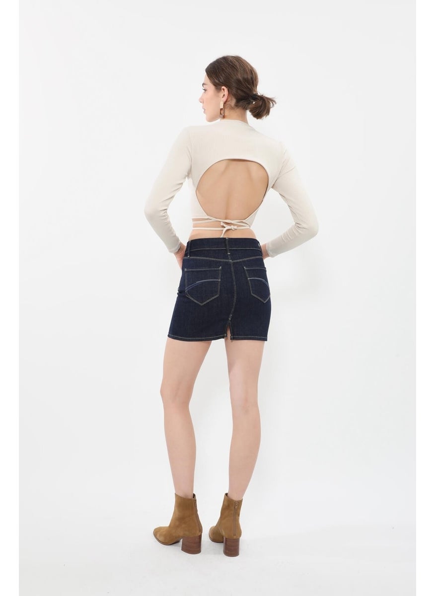 Women's Navy Blue Jean Skirt