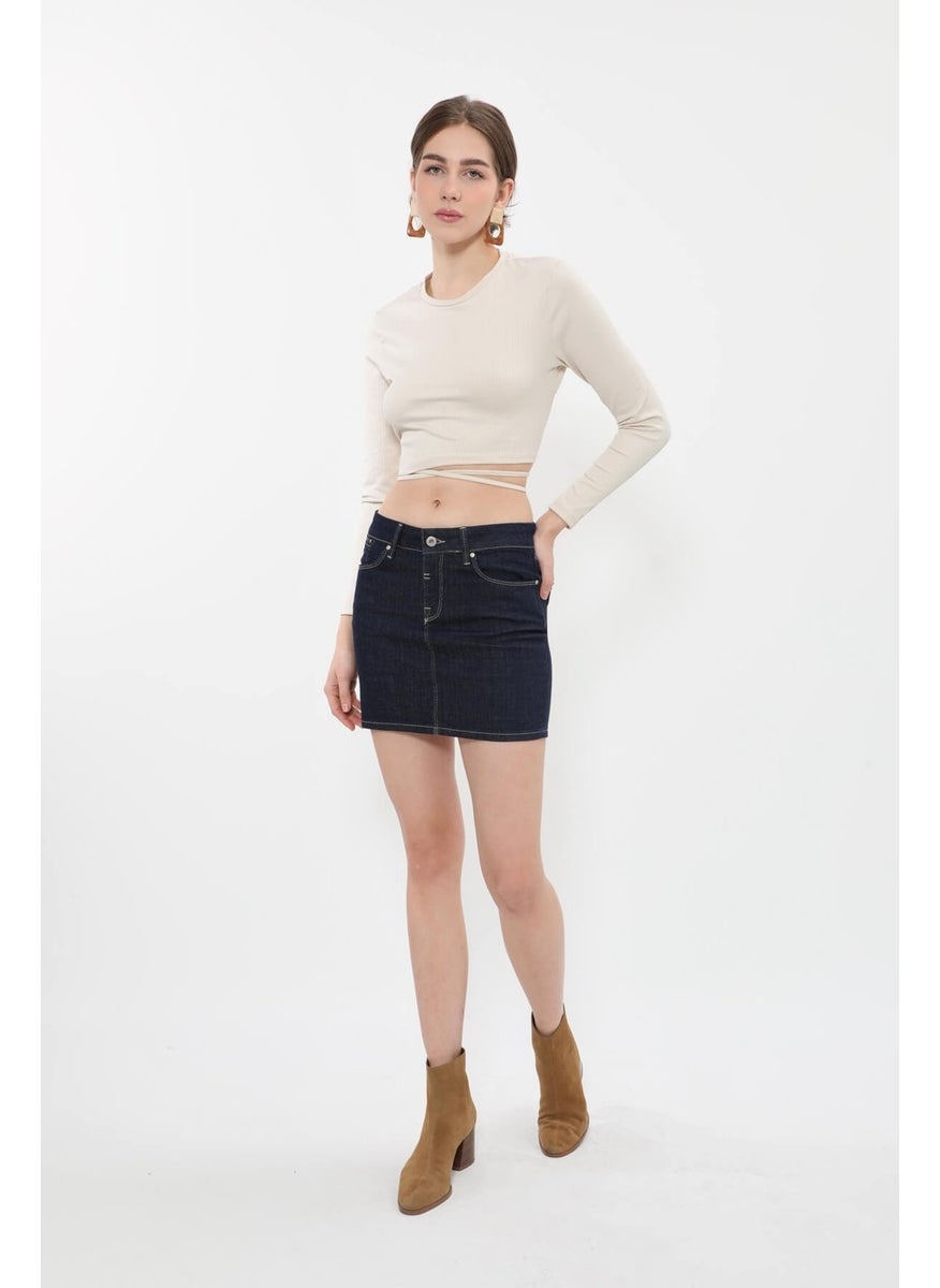 Women's Navy Blue Jean Skirt