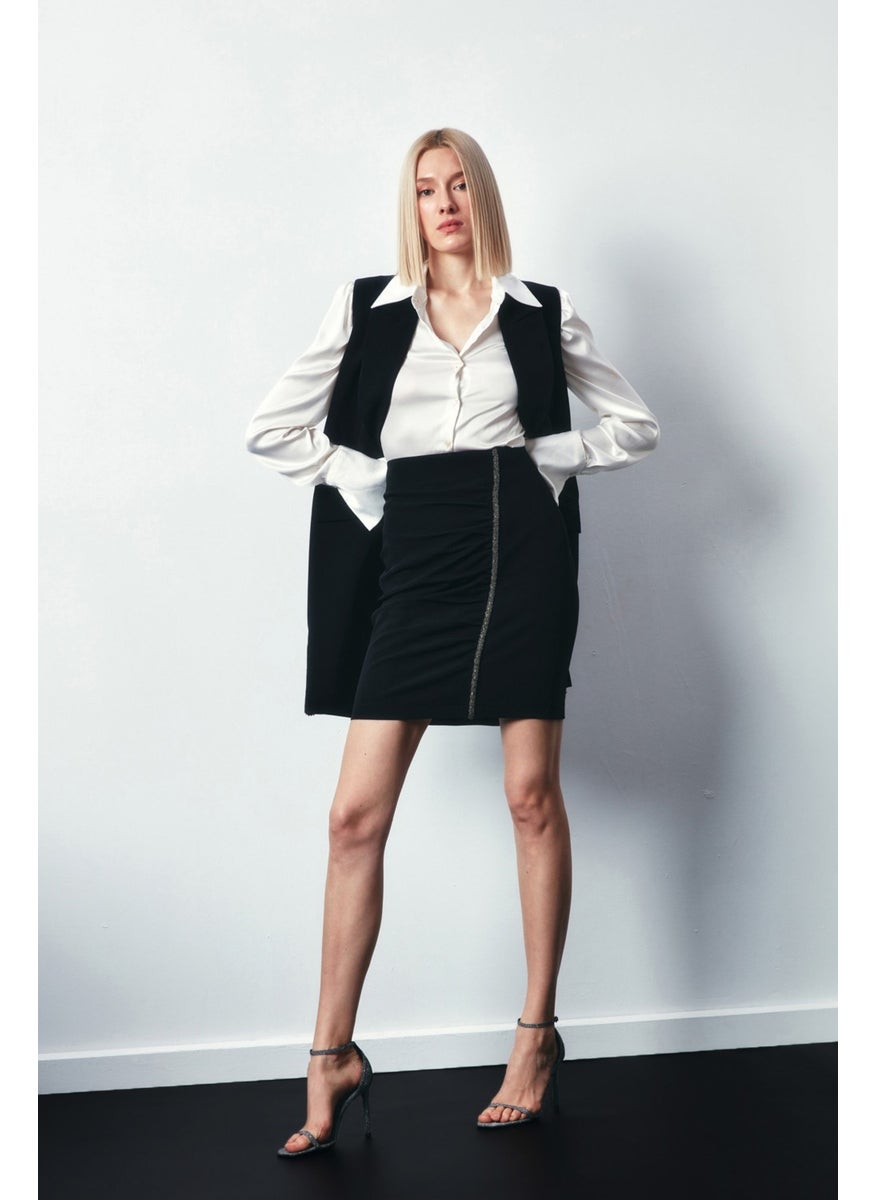 Accessory Striped Skirt - Black