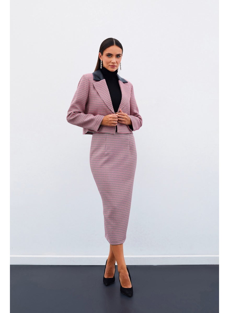 Houndstooth Midi Skirt - Fusya