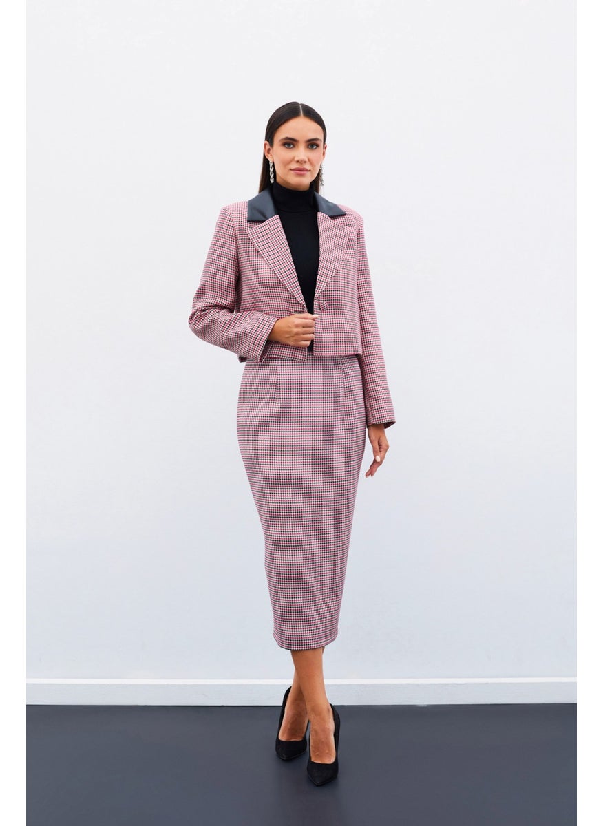 Houndstooth Midi Skirt - Fusya