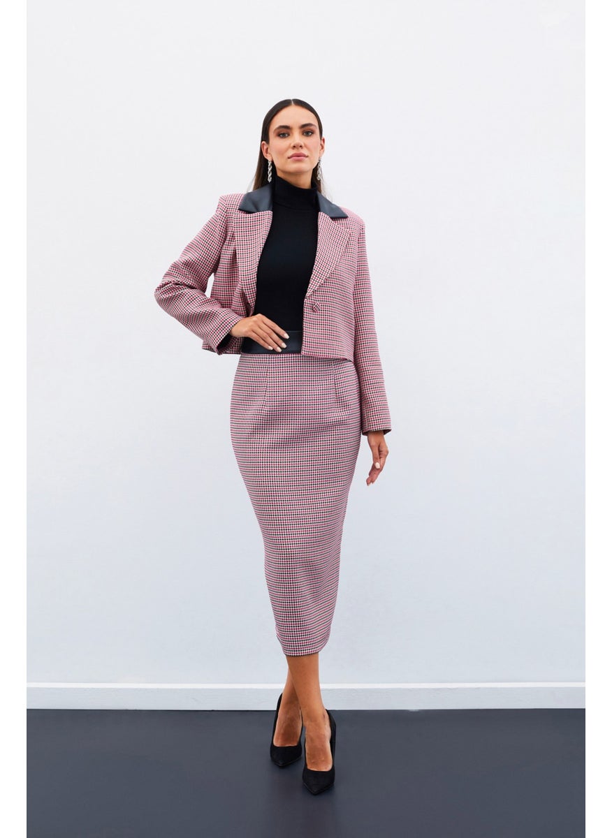 Houndstooth Midi Skirt - Fusya