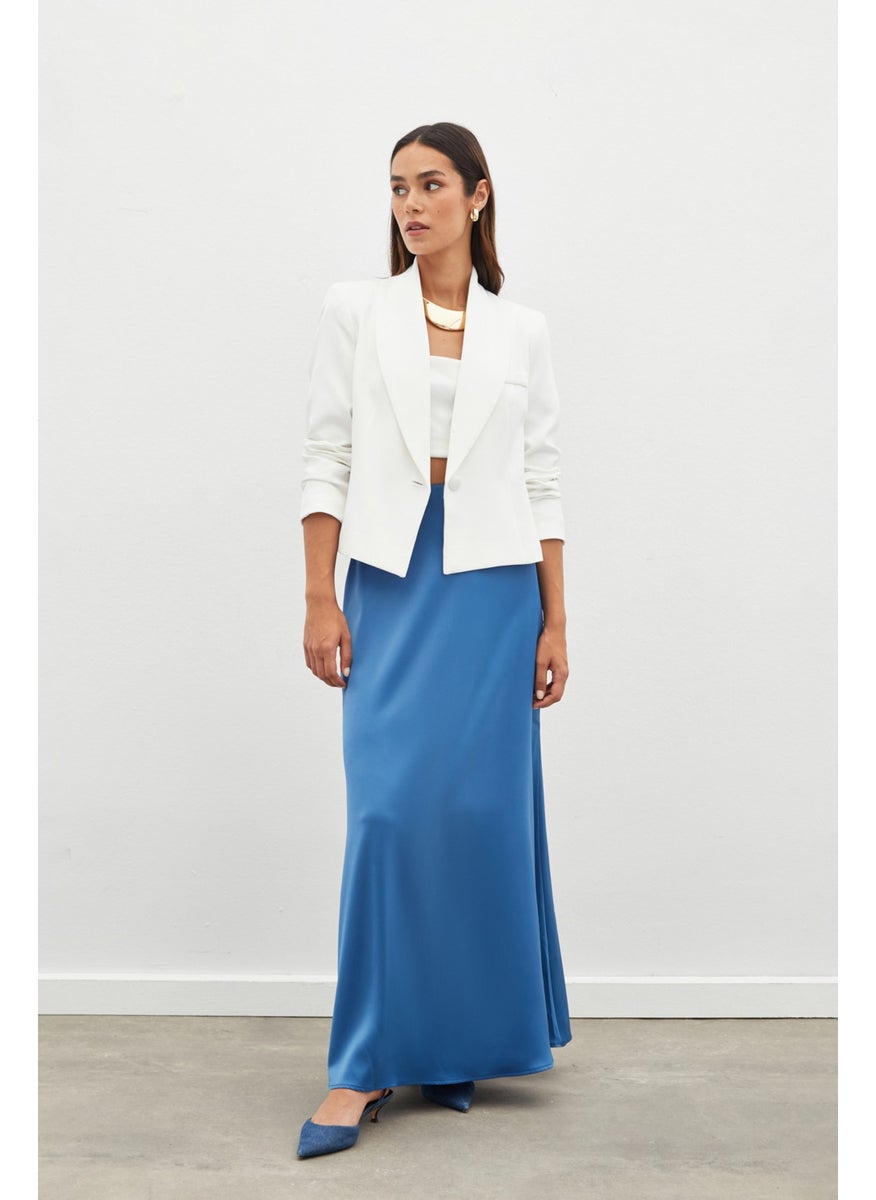 Long Satin Skirt - Indigo