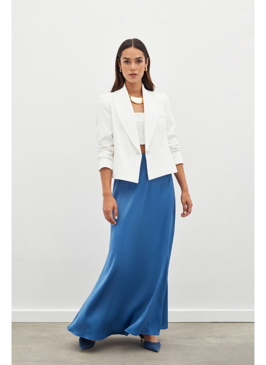 Long Satin Skirt - Indigo