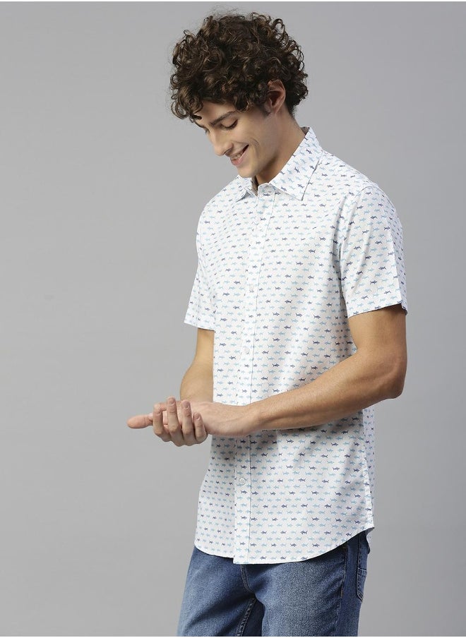 Men White Regular Fit Casual Shirt