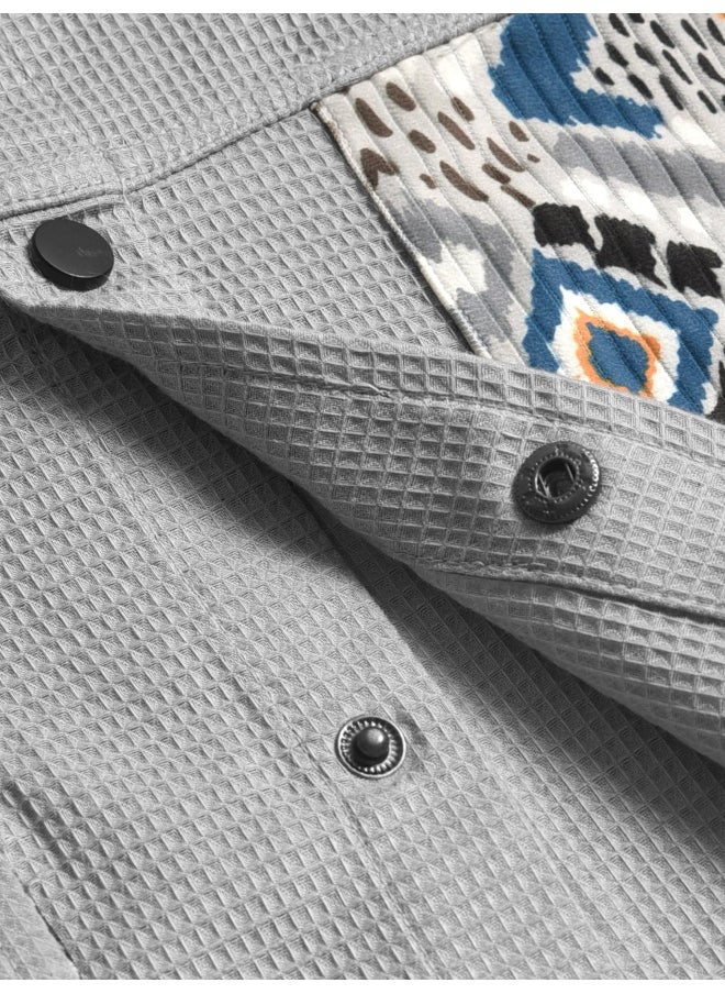 Light Grey Waffle Casual Shirt for Men