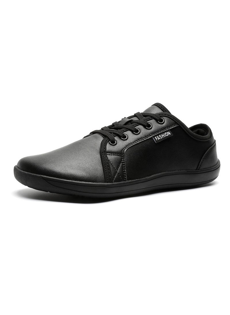 Unisex Casual Wide Leather Shoes black