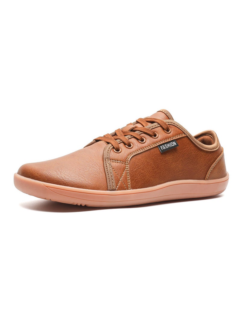 Unisex Casual Wide Leather Shoes Brown