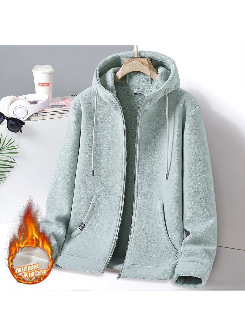 Autumn New Trendy Mens Fleece-Lined Sweatshirt Loose-Fit Hooded Casual Sporty Wear For Women Fashionable Outdoor Clothing Dark blue