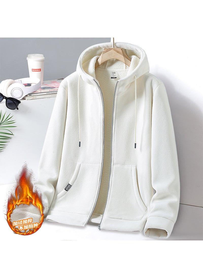 Autumn New Trendy Mens Fleece-Lined Sweatshirt Loose-Fit Hooded Casual Sporty Wear For Women Fashionable Outdoor Clothing Grey