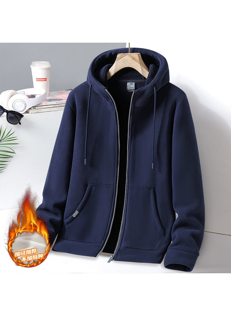 Autumn New Trendy Mens Fleece-Lined Sweatshirt Loose-Fit Hooded Casual Sporty Wear For Women Fashionable Outdoor Clothing Purple