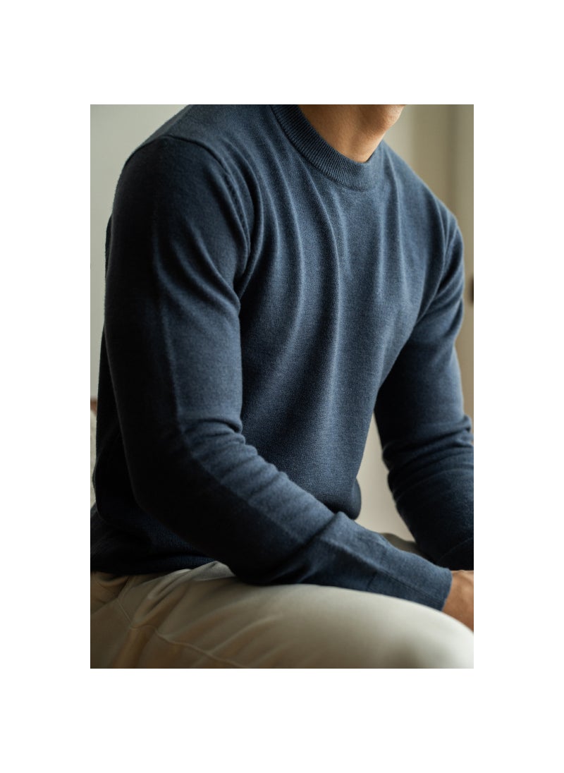 Mens Wool-Blend Sweater Casual Crew Neck Round Neck Knitted Inner Top Solid Color Base Layer For Commuting Autumn/Winter 2024 Dark gray