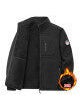 Mens Large Size Fleece Jacket Hoodie Sporty Inner Lining Plush Sherpa Coat Zipper Closure Long Sleeve Urban Fashion Spring Black