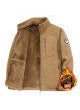 Mens Large Size Fleece Jacket Hoodie Sporty Inner Lining Plush Sherpa Coat Zipper Closure Long Sleeve Urban Fashion Spring Khaki