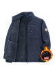 Mens Large Size Fleece Jacket Hoodie Sporty Inner Lining Plush Sherpa Coat Zipper Closure Long Sleeve Urban Fashion Spring Dark gray