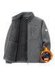 Mens Large Size Fleece Jacket Hoodie Sporty Inner Lining Plush Sherpa Coat Zipper Closure Long Sleeve Urban Fashion Spring Dark gray