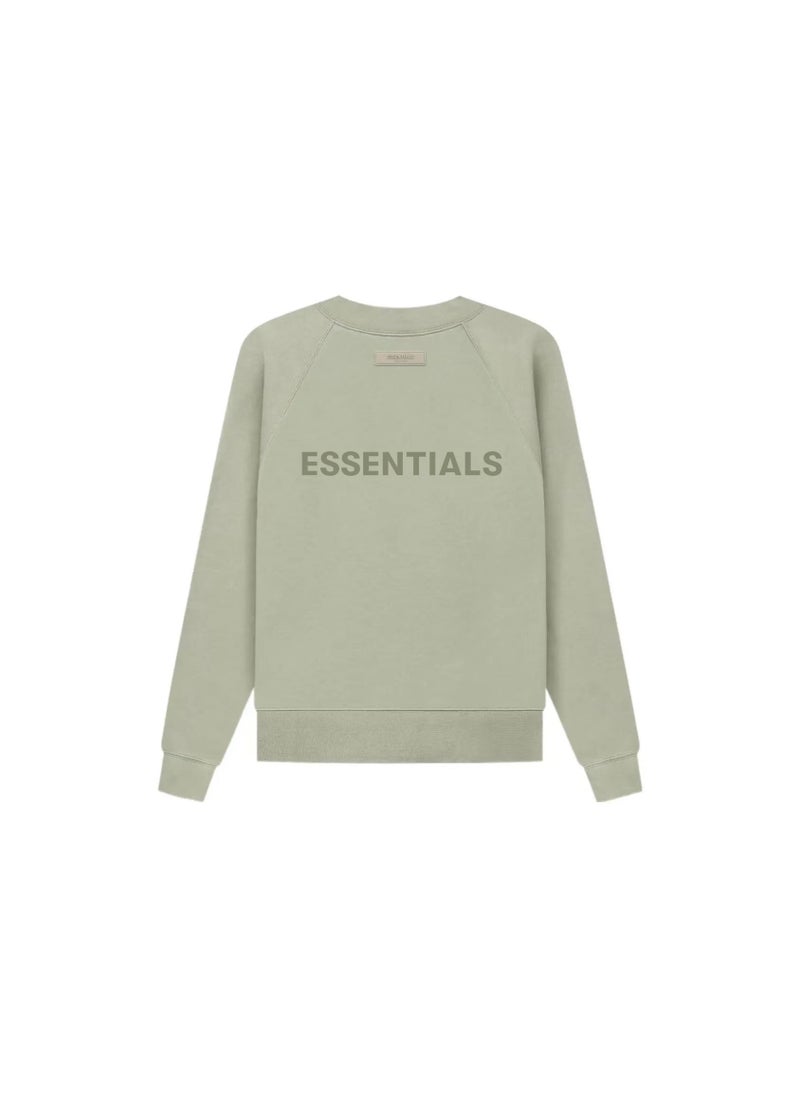 Fleece Lined round Neck Sweatshirt Street Style Print Unisex Autumn Winter Essential Casual Comfortable Cotton Long Sleeve light green (fleece-lined)