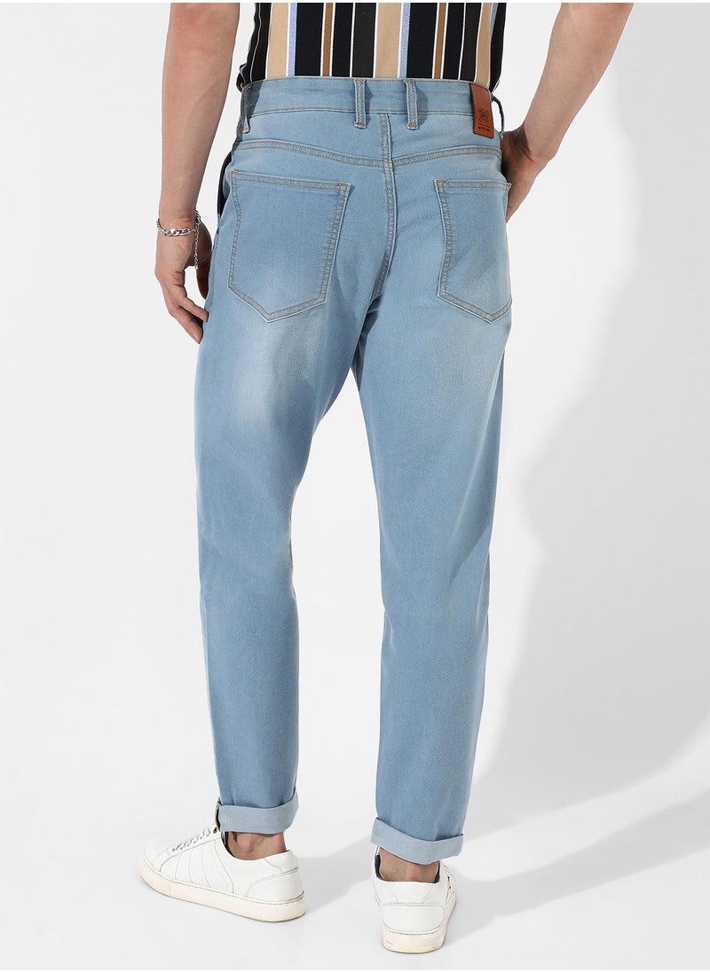 Men's Light-Wash Carrot Fit Denim Jeans