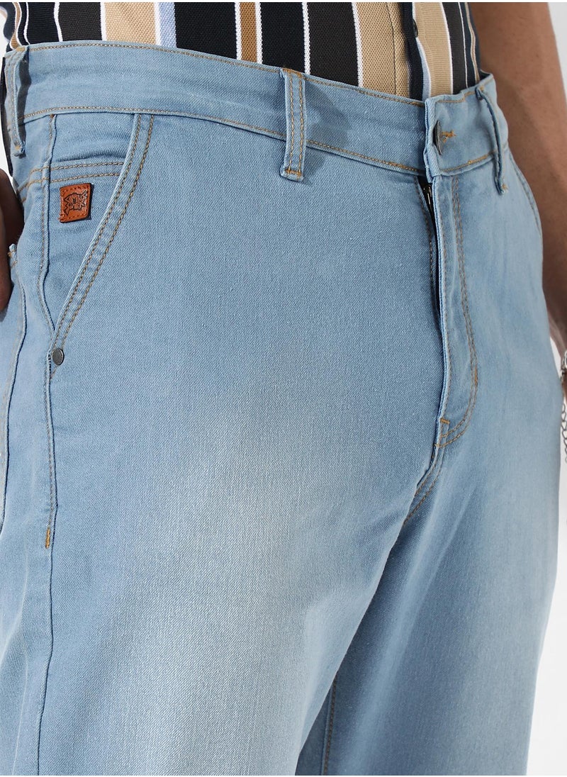 Men's Light-Wash Carrot Fit Denim Jeans