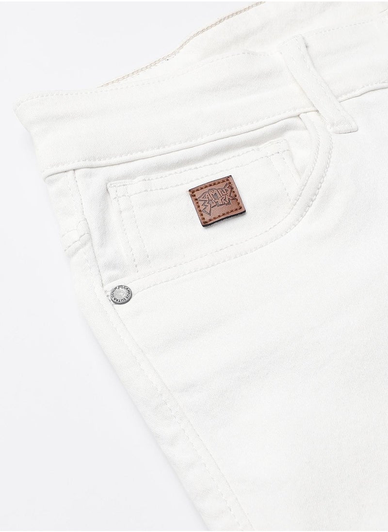 Men's Classic Solid White Regular Fit Denim Jeans