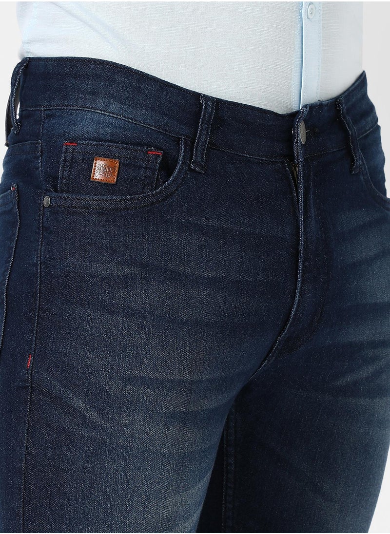 Men's Tapered Dark-Wash Denim Jeans