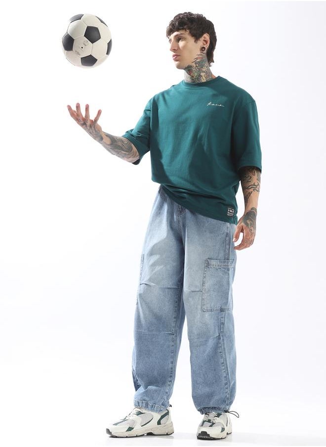 Men Comfort Relaxed Fit Mid-Rise Heavy Fade Perachute Jeans