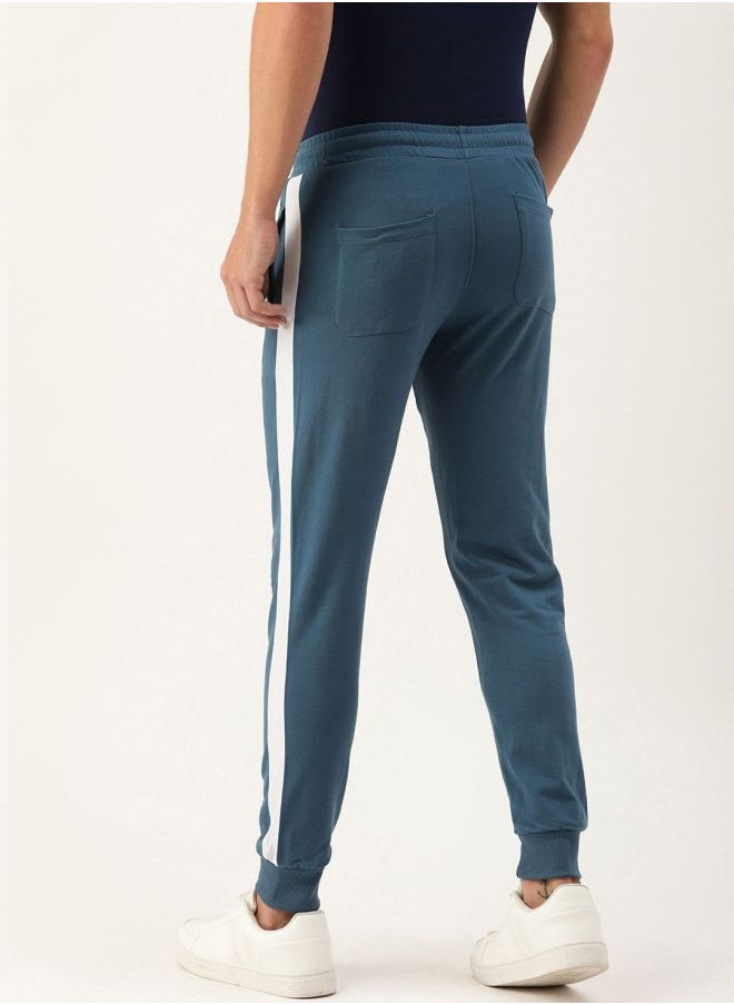 Men Slim Fit Solid Mid-Rise Stretchable Knitted Jogger Trousers