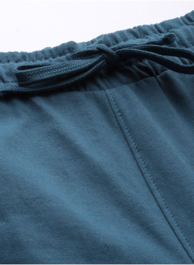 Men Slim Fit Solid Mid-Rise Stretchable Knitted Jogger Trousers