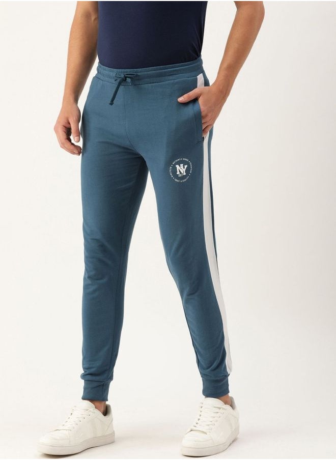 Men Slim Fit Solid Mid-Rise Stretchable Knitted Jogger Trousers
