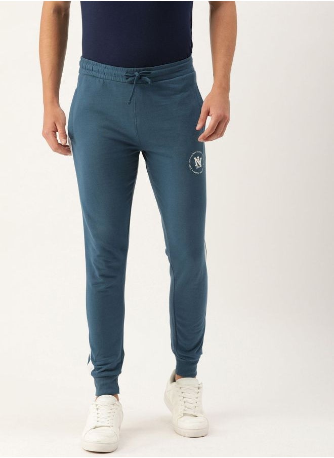 Men Slim Fit Solid Mid-Rise Stretchable Knitted Jogger Trousers