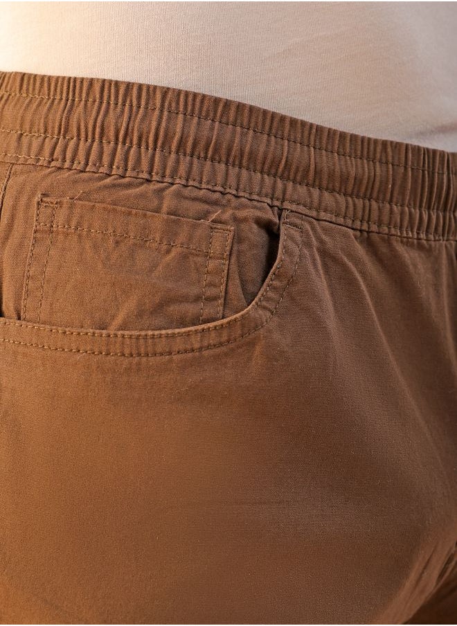 Men Slim Fit Solid Mid-Rise Elasticated Linen Jogger Trouser