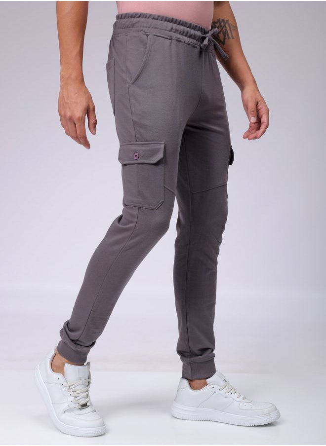 Men Slim Fit Solid Mid-Rise Stretchable Knitted Jogger Trousers