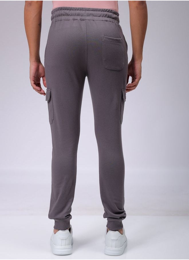 Men Slim Fit Solid Mid-Rise Stretchable Knitted Jogger Trousers