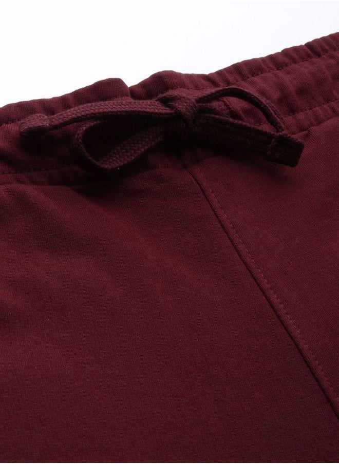 Men Slim Fit Solid Mid-Rise Stretchable Knitted Jogger Trousers