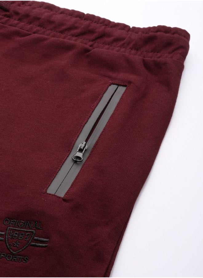 Men Slim Fit Solid Mid-Rise Stretchable Knitted Jogger Trousers