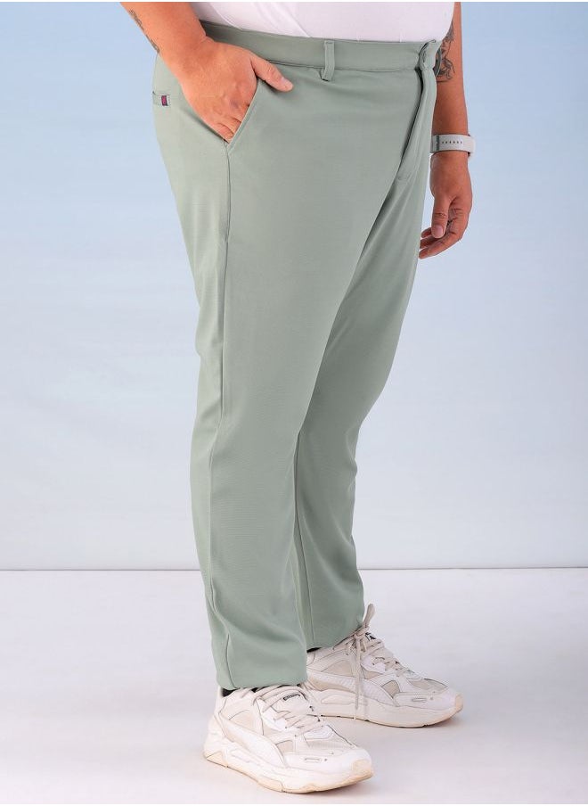 Men Plus Size Regular Fit Self Design Mid-Rise Stretchable Chino Joggers
