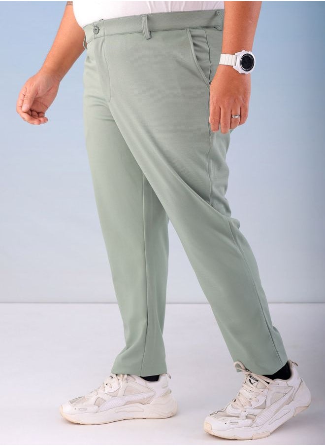 Men Plus Size Regular Fit Self Design Mid-Rise Stretchable Chino Joggers