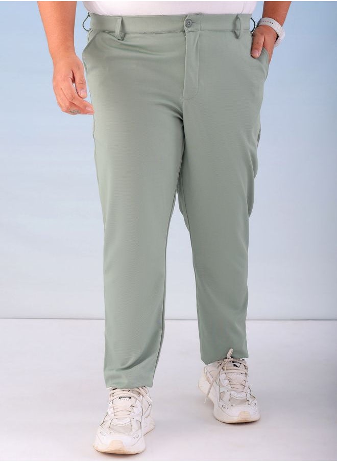 Men Plus Size Regular Fit Self Design Mid-Rise Stretchable Chino Joggers