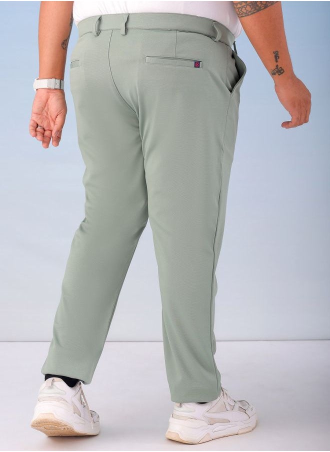 Men Plus Size Regular Fit Self Design Mid-Rise Stretchable Chino Joggers