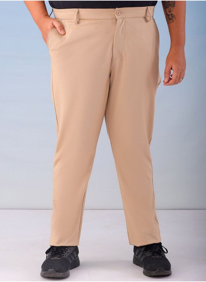 Men Plus Size Regular Fit Self Design Mid-Rise Stretchable Chino Joggers