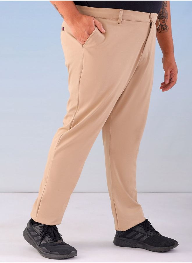 Men Plus Size Regular Fit Self Design Mid-Rise Stretchable Chino Joggers