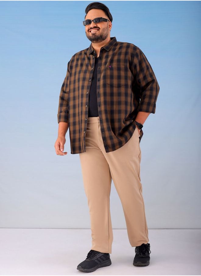 Men Plus Size Regular Fit Self Design Mid-Rise Stretchable Chino Joggers