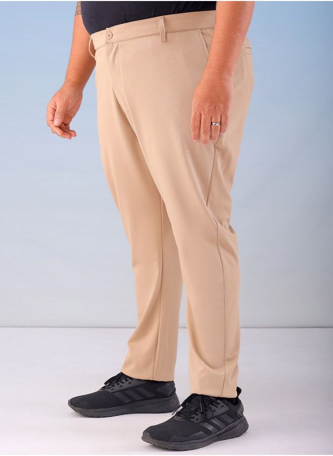 Men Plus Size Regular Fit Self Design Mid-Rise Stretchable Chino Joggers