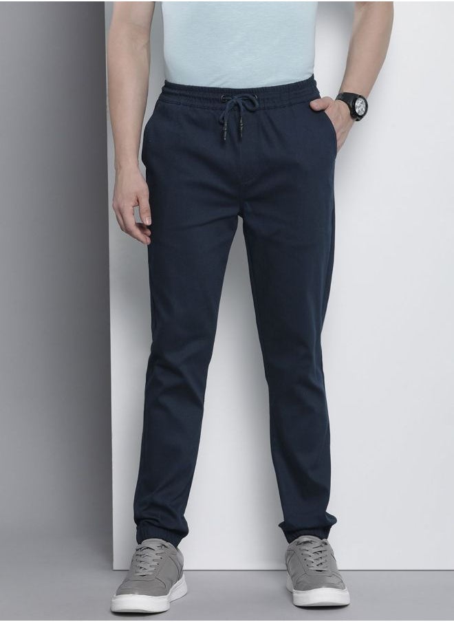Men Slim Fit Solid Mid-Rise Stretchable Chino Joggers