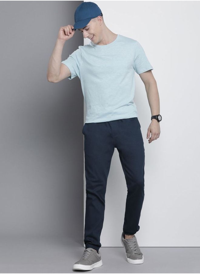 Men Slim Fit Solid Mid-Rise Stretchable Chino Joggers