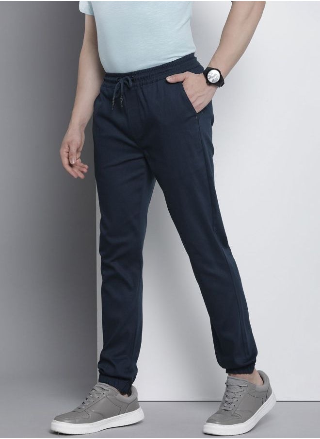 Men Slim Fit Solid Mid-Rise Stretchable Chino Joggers