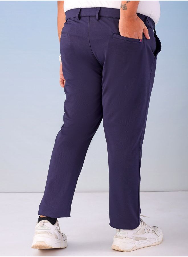 Men Plus Size Regular Fit Self Design Mid-Rise Stretchable Chino Joggers